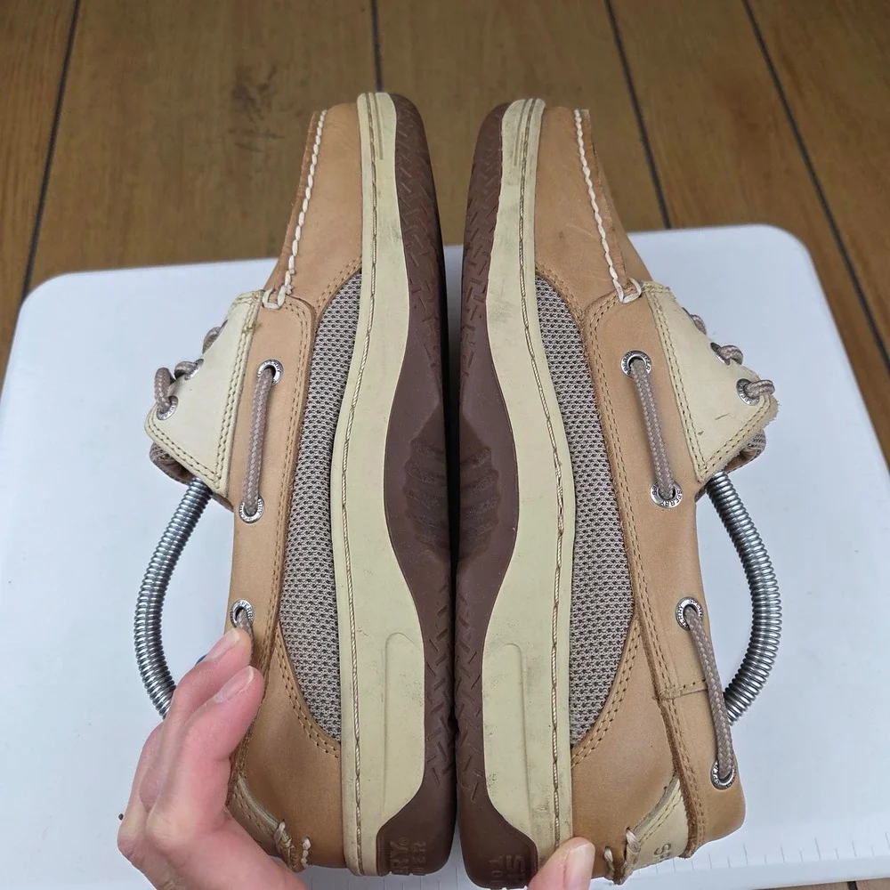 Sperry Top-Sider Mens Billfish 3-Eye Boat Shoes Tan Leather Mesh 0799023 10M